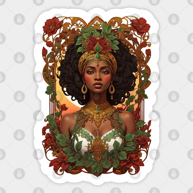 African Queen of Sheba retro vintage floral design Sticker by Neon City Bazaar